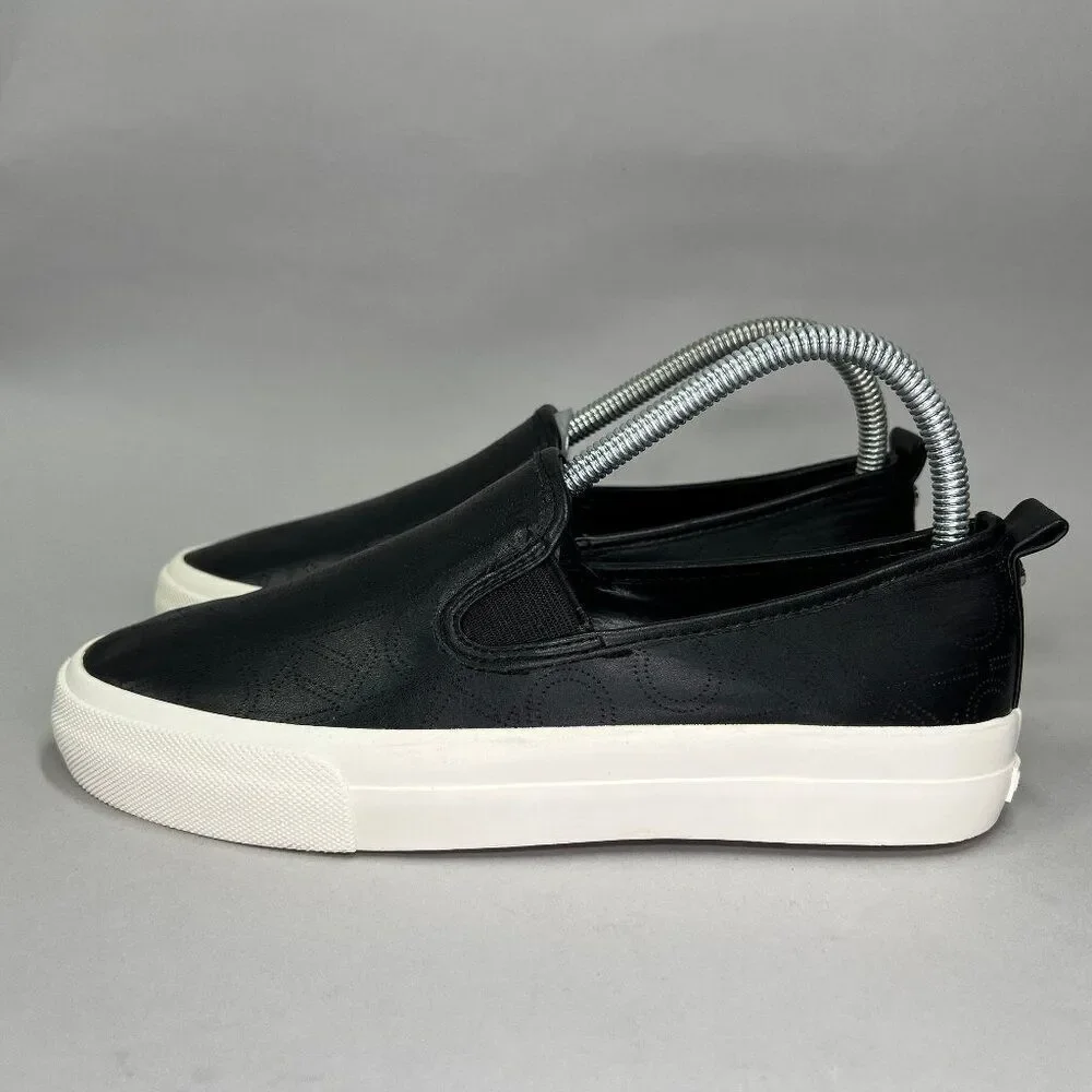 Calvin Klein Women's Size 6 Valette Black CK All Over‎ Print Slip On Sneakers